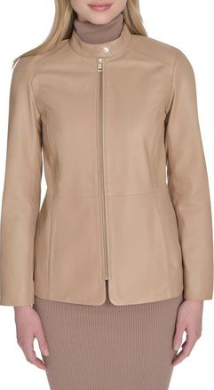 Cole Haan Leather Biker Jacket in Sesame at Nordstrom, Size X-Small