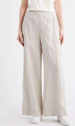 Frank & Eileen Madeline Patch Pocket Pull-On Linen Pants in Sand at Nordstrom, Size X-Large