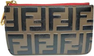 Fendi Pre-owned Zucca Cowhide Coin Case - Dames - Vintage Accessoires - Bruin - ONE Size - Leer - Vintage
