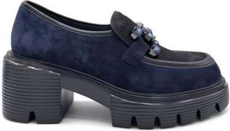 Jeannot Blauwe Su&egrave;de Gesloten Schoen met Rubberen Zool - Dames - Loafers - Blauw - 38 EU - Su&egrave;de - Schoenen