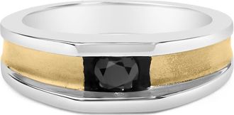 House of Brilliance Mens 14K Yellow Gold Plated Sterling Silver 1/2 Cttw Black Diamond Band Ring