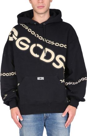 GCDS Black Logo Oversized Hoodie