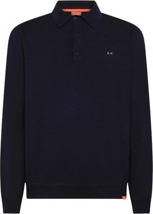 Sun 68 Tops, Heren, Blauw, 2Xl, Katoen, Wol en katoen gebreide polo
