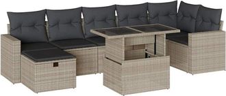 vidaXL Vidaxl - Set De Sof&aacute;s De Jard&iacute;n 8 Pzas Y Cojines Rat&aacute;n Sint&eacute;tico Gris