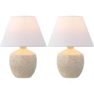 Jonathan Y Designs Myron 18 Minimalist Scandinavian Concrete Effect Resin/Iron LED Table Lamp in Cream at Nordstrom