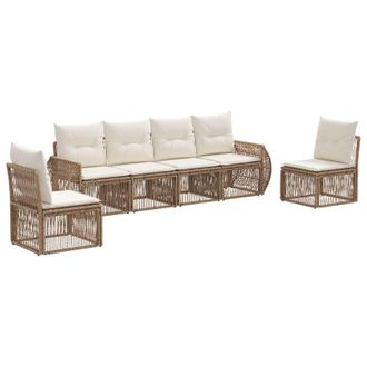 vidaXL Conjunto De Sof&aacute;s De Jard&iacute;n 6 Pcs Beige Y Blanco Crema Vidaxl