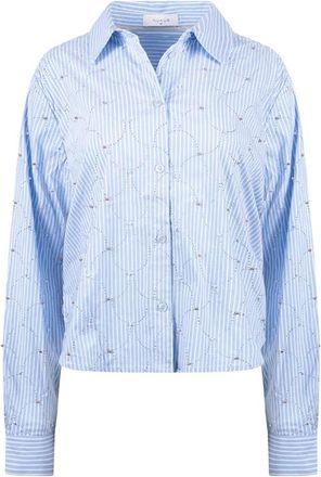 Nukus Nukus - Nowi Blouse Stripe Stones - Dames - Blouses & Shirts - Blauw - Maat: 3XL
