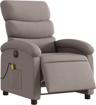 vidaXL Sill&oacute;n Reclinable De Masaje El&eacute;ctrico Tela Gris Taupe Vidaxl