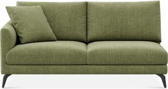 Castlery Lena Left Arm 2 Seater Sofa Customized, (Washed Chenille) Moss (Matte Black Legs), Machine Washable, Removable Covers for Green