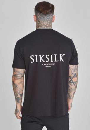 Siksilk Camiseta gr&aacute;fica negra para hombre SikSilk L