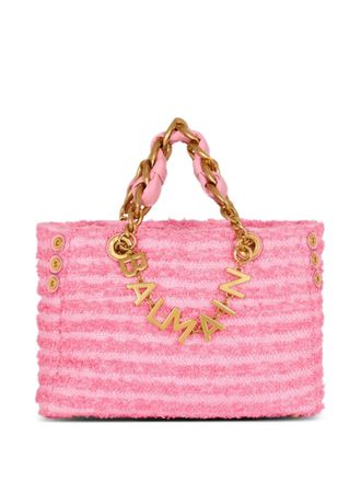 Balmain 1945 Soft Tweed shoulder bag - women - Polyamide/Metal/Cotton - One Size - Pink