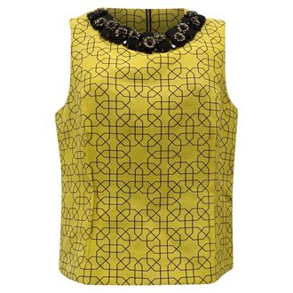 Marni Embellished Top in Yellow Wool
