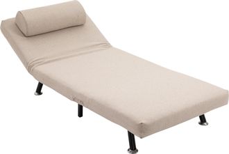 HOMCOM Homcom - Poltrona Letto Singolo Con Cuscino E Schienale Regolabile 90-180&deg; Beige