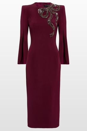 Jenny Packham Love Bow Split-sleeve Midi Dress in Cardinal at Nordstrom, Size 8 Uk