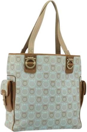 Ferragamo Pre-owned Tote Bags, female, Blue, Size: ONE SIZE Pre-owned Canvas Tote Bag