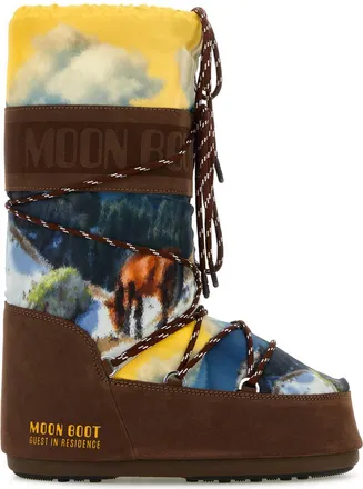 Moon Boot Moon Boot Printed Canvas And Suede Moon Boot X Guest In Residence Icon Boots