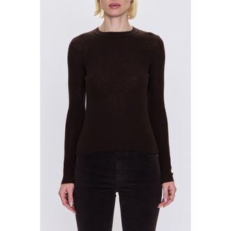 Pistola Denim Juno Rib Long Sleeve Merino Wool Blend Top in Mocha at Nordstrom Rack, Size X-Small