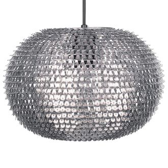 Beliani L&aacute;mpara Colgante En Forma De Globo Metal Plateado Metal Escamas Brillantes Reine
