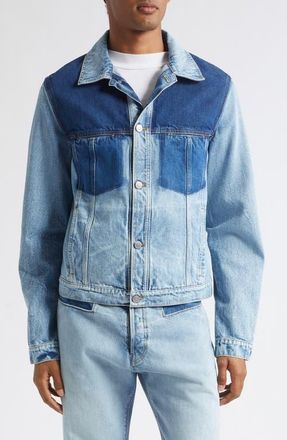 Maison Margiela Patchwork Denim Trucker Jacket in Shades Of Indigo Blue at Nordstrom, Size 46