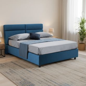 Dmora Cama Doble Ator, Cama Doble Desenfundable, Contenedor Hecho En Italia, Tama&ntilde;o Colch&oacute;n 160x200 Cm, Azul