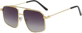 Generic Square Men Metal Sunglasses Women Large Frame Outdoor Sun Glasses(Grey)