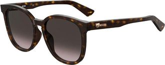 Moschino Sunglasses Square Full Rim, Dark Havana Frame And Brown Gradient Lens Mos074/f/s0086Ha