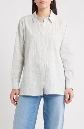 Eileen Fisher Classic Collar Easy Organic Cotton Button-Up Shirt in White at Nordstrom Rack, Size Xx-Small