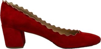Chlo&eacute; Pre-owned Womens Chlo&eacute; Lauren Scallop Block Heel Pumps in Red Suede - Size EU 37
