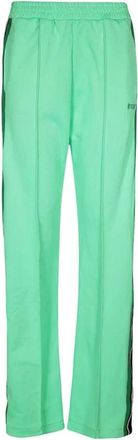 Msgm Gestreepte elastische tailleband trainingsbroek - Dames - Sweatpants - Groen - S - Katoen - Broeken