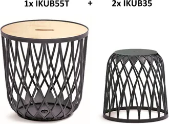Prosperplast Set De 3 Cestas Multifuncionales 55l (con Tapa De Madera) + 2x35l Prosperplast Uniqubo De Plastico En Color Antracita