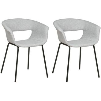 Beliani Set di 2 sedie moderne Sedute imbottite Gambe in metallo per sala da pranzo cucina grigio Abilene