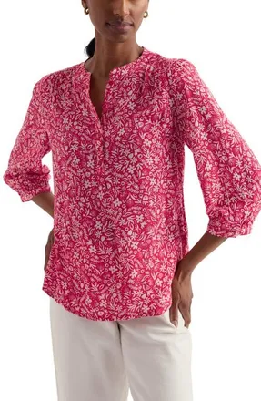 Seasalt Cornwall Willow Path Floral Print Popover Top in Protea Ditsy Bright Radish at Nordstrom, Size 12