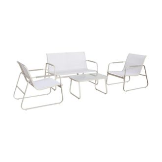 Sweeek Conjunto de jard&iacute;n de acero, 4 plazas, beige