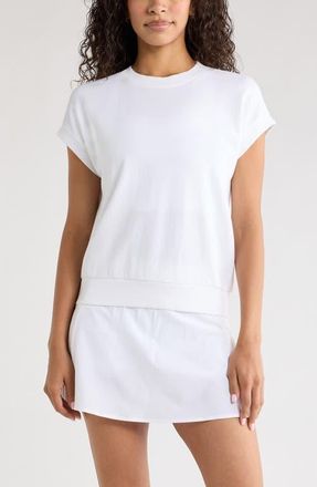 Zella Go Easy Terry Cotton Blend Sweatshirt in White at Nordstrom, Size X-Large