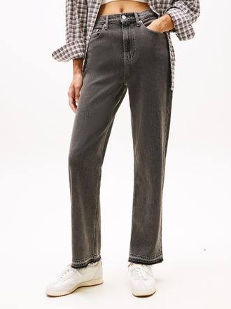 Tommy Jeans Straight-Jeans TOMMY JEANS LAYLA HR SLIM STR CI4171, Damen, Gr. 26, L&auml;nge 32, denim grau 01, Denim/Jeans, Obermaterial: 99% Baumwolle, 1% Elasthan, un