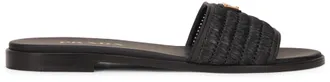 Prada Womens Leather Sandals With Crochet Upper, Black Viscose