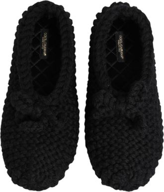 Dolce & Gabbana Womens Wool Knit Ballerina Black