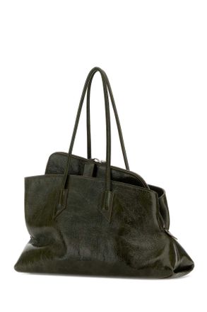 The Attico Womens Olive Green Leather Medium La Passeggiata Shoulder Bag Olivebrown Borse A Mano