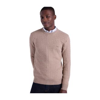 Harmont & Blaine Round-neck Knitwear, male, Brown, Size: 2XL 3D Plaid Crewneck Pullover