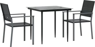 vidaXL Juego De Comedor Para Jard&iacute;n 3 Piezas Rat&aacute;n Sint&eacute;tico Y Acero Vidaxl