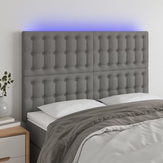 vidaXL Cabecero Con Luces Led Tela Gris Oscuro 144x5x118/128 Cm Vidaxl