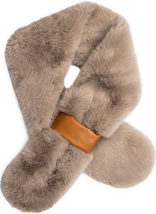 MARCUS ADLER Faux Fur Collar Scarf in Taupe at Nordstrom Rack
