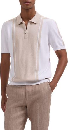 Bugatchi Quarter Zip Polo Sweater in Sand at Nordstrom, Size Xx-Large