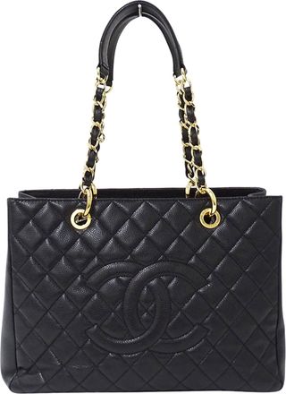 Chanel Black Grained Calfskin Handbag Tote Bag (Pre-Owned)