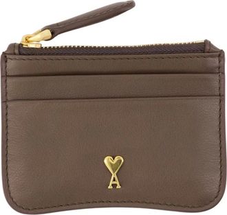 Ami Paris Paris Zipped Card Holder - unisex - Ami Paris - Wallets & Cardholders - Brown - ONE SIZE - Accessories