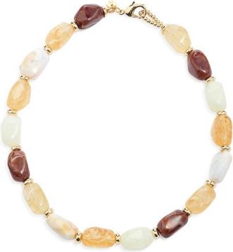 Nordstrom Organic Faceted Bead Necklace in Brown Multi- Gold at Nordstrom