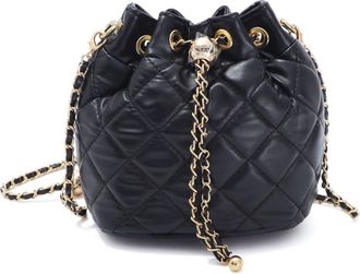 Adornia Cushion Quilt Drawstring Bucket Bag in Black at Nordstrom Rack