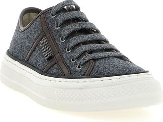 Brunello Cucinelli Womens Gray Virgin Wool Low Top Sneakers