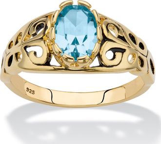 Palm Beach Jewelry Birthstone Gold-Plated Sterling Silver Filigree Ring