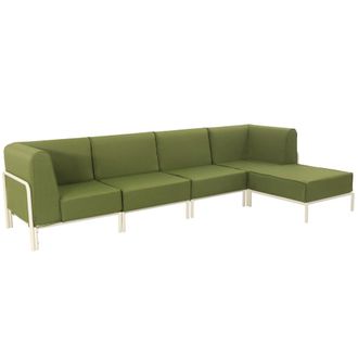 Oviala Conjunto modular de jard&iacute;n bajo para 5 personas verde caqui